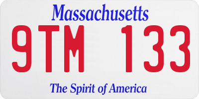MA license plate 9TM133