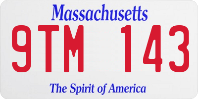 MA license plate 9TM143