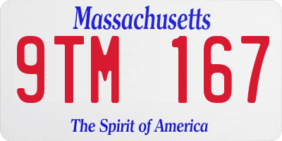 MA license plate 9TM167