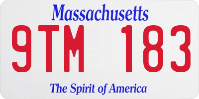 MA license plate 9TM183