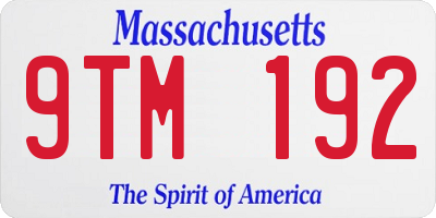 MA license plate 9TM192