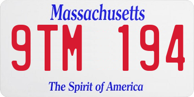 MA license plate 9TM194