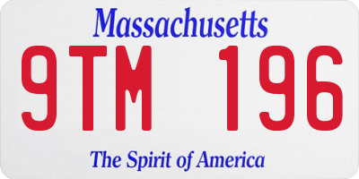 MA license plate 9TM196