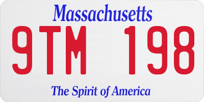 MA license plate 9TM198