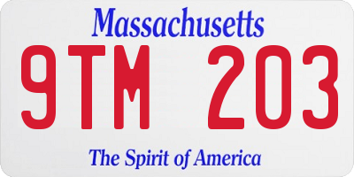 MA license plate 9TM203