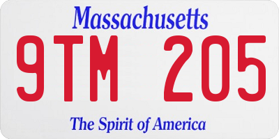 MA license plate 9TM205
