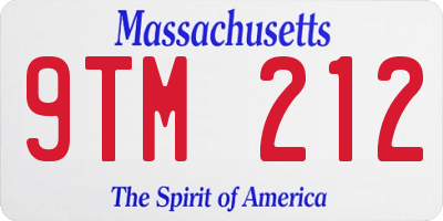 MA license plate 9TM212
