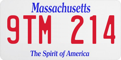 MA license plate 9TM214