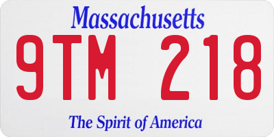 MA license plate 9TM218