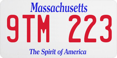 MA license plate 9TM223