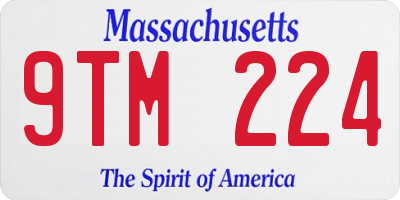 MA license plate 9TM224