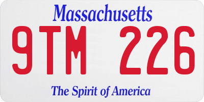 MA license plate 9TM226