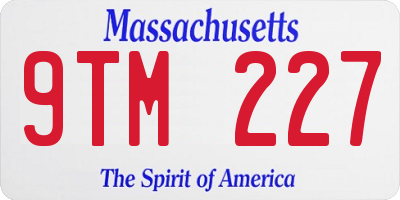 MA license plate 9TM227