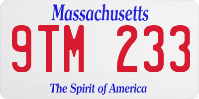 MA license plate 9TM233