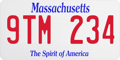 MA license plate 9TM234