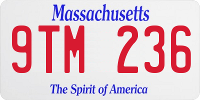 MA license plate 9TM236