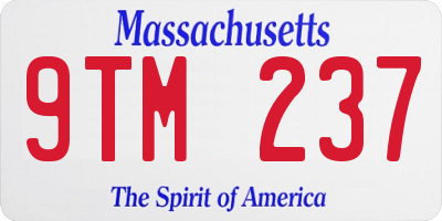 MA license plate 9TM237