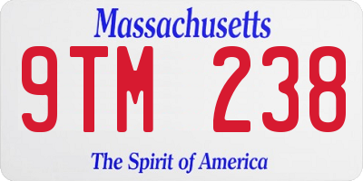 MA license plate 9TM238