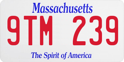 MA license plate 9TM239