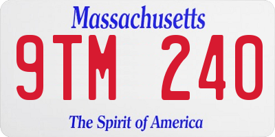 MA license plate 9TM240