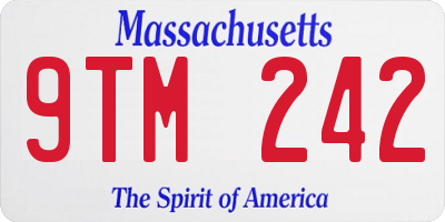 MA license plate 9TM242