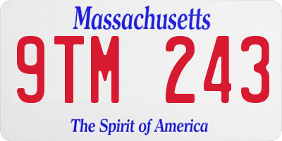 MA license plate 9TM243