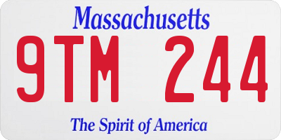 MA license plate 9TM244