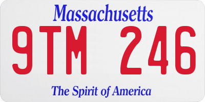 MA license plate 9TM246