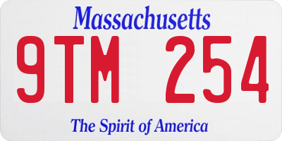 MA license plate 9TM254