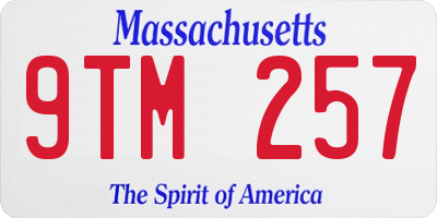 MA license plate 9TM257