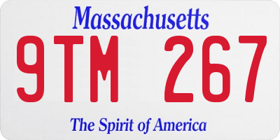 MA license plate 9TM267