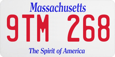 MA license plate 9TM268