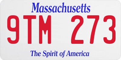 MA license plate 9TM273
