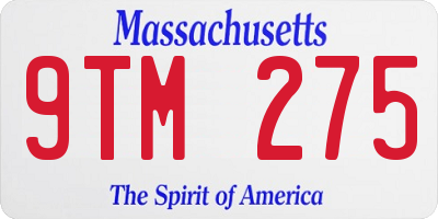 MA license plate 9TM275