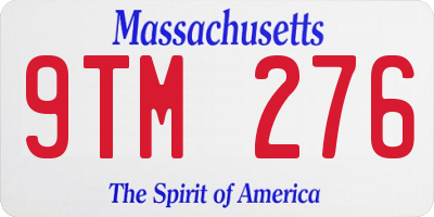 MA license plate 9TM276