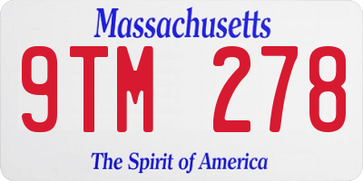 MA license plate 9TM278