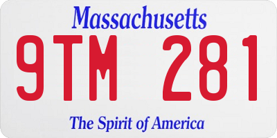 MA license plate 9TM281