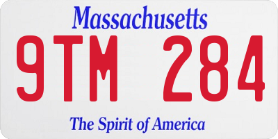 MA license plate 9TM284