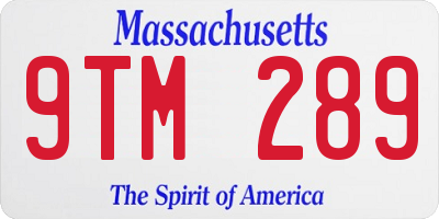 MA license plate 9TM289