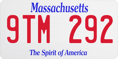 MA license plate 9TM292