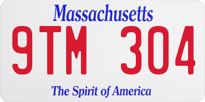 MA license plate 9TM304