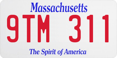 MA license plate 9TM311