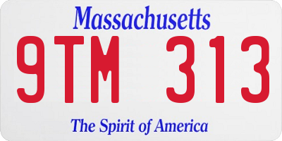 MA license plate 9TM313