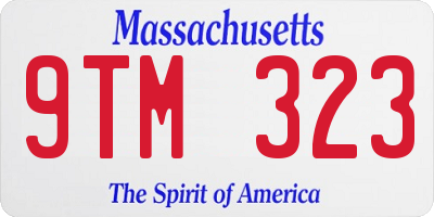 MA license plate 9TM323