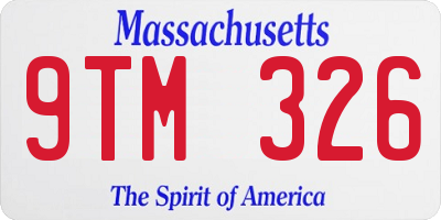 MA license plate 9TM326