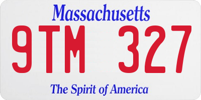 MA license plate 9TM327