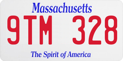 MA license plate 9TM328