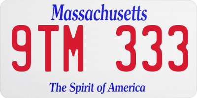 MA license plate 9TM333