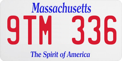 MA license plate 9TM336