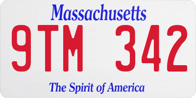 MA license plate 9TM342